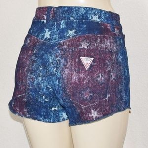 New Women's GUESS 1981 High Rise US Flag Shorts